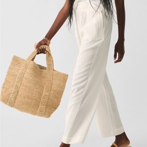 Faherty White Dream Organic Cotton Gauze Wide Leg Pant